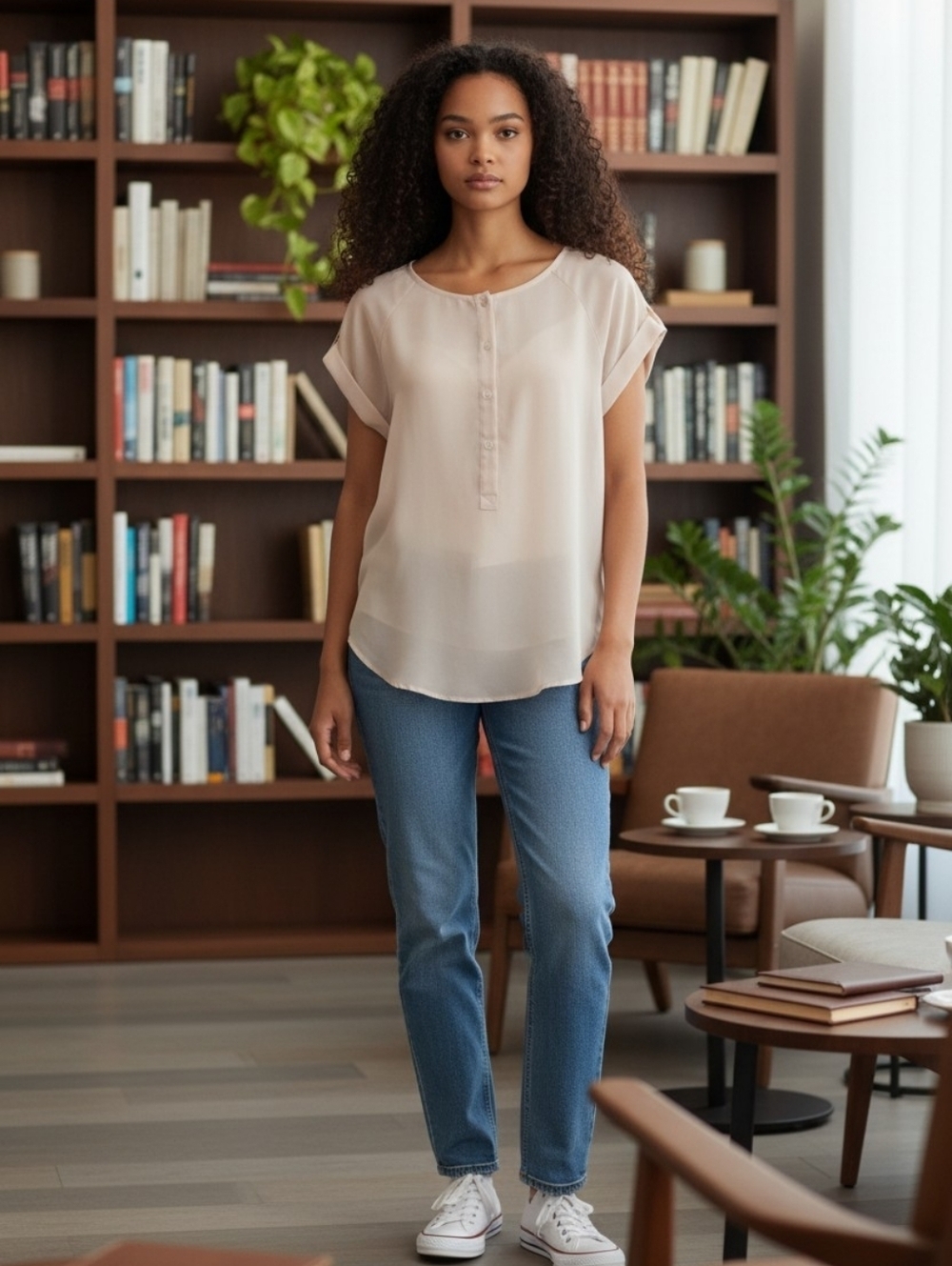 Joe Fresh women's Chic Semi Sheer blouse EUC Size Medium